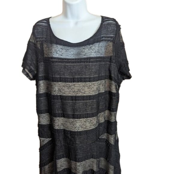 Short Sleeve Black Lace Overlay Dress Size 16 Wide - Picture 2 of 7